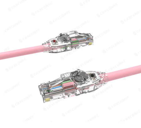 Kabel Tampalan Berpandu LED Disenaraikan UL 24 AWG Cat.6 UTP PVC Kuprum 2M Warna Merah Jambu - Kord Tampalan UL Disenaraikan LED Traceable Cat.6 UTP 24AWG.